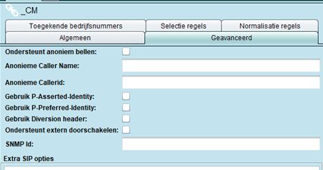 Gateway (routing) Als hier een adres is ingevuld, wordt verkeer naar de Trunk provider via de Gateway gestuurd.