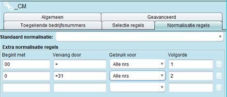 +<land nr><nationaal nr> De nummers worden genormaliseerd als +, landnummer en nationaal nummer (+31152511411). Nummers die met een 1 beginnen worden niet genormaliseerd en beginnen niet met een +.