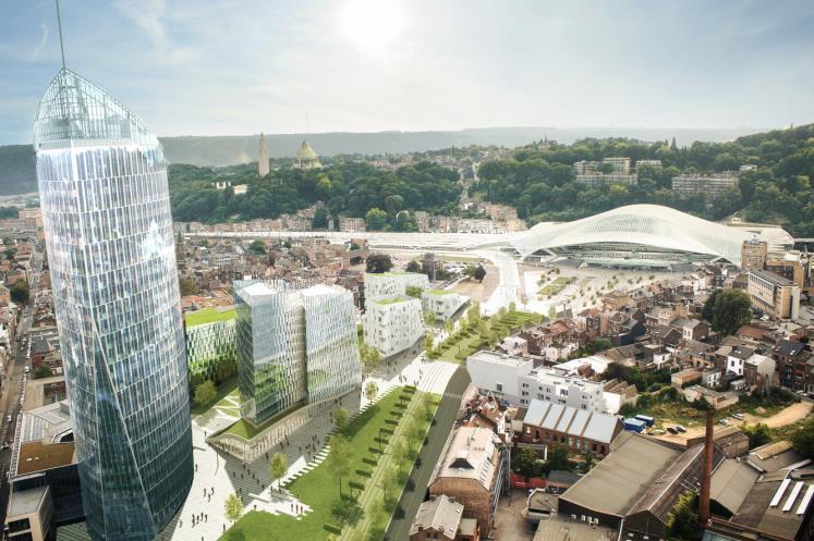 De structuur van het gebouw wordt opengewerkt om zo panoramische uitzichten op het Brusselse stadscentrum en op het Koninklijk Paleis te creëren.