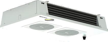 DUELE UITLS NEW!! KELVION Het KDC-gamma bevat compacte plafondverdampers met een dubbele uitblaas. De ventilatoren hebben standaard 2 snelheden. Omkasting in RL9010 poederlak.