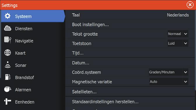 op de elektronische kaart door de zoomknoppen te