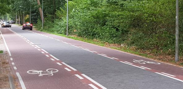 De fietsstrook is bij voorkeur 2,25 m breed (minimaal 1,75 m), zodat twee fietsers naast elkaar kunnen fietsen en automobilisten een grotere afstand houden tot fietsers.