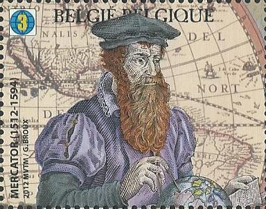 4224 / 4225 - Portret van Mercator en Jodocus Hondius - Zegels uit blok 199 + blok ( w=