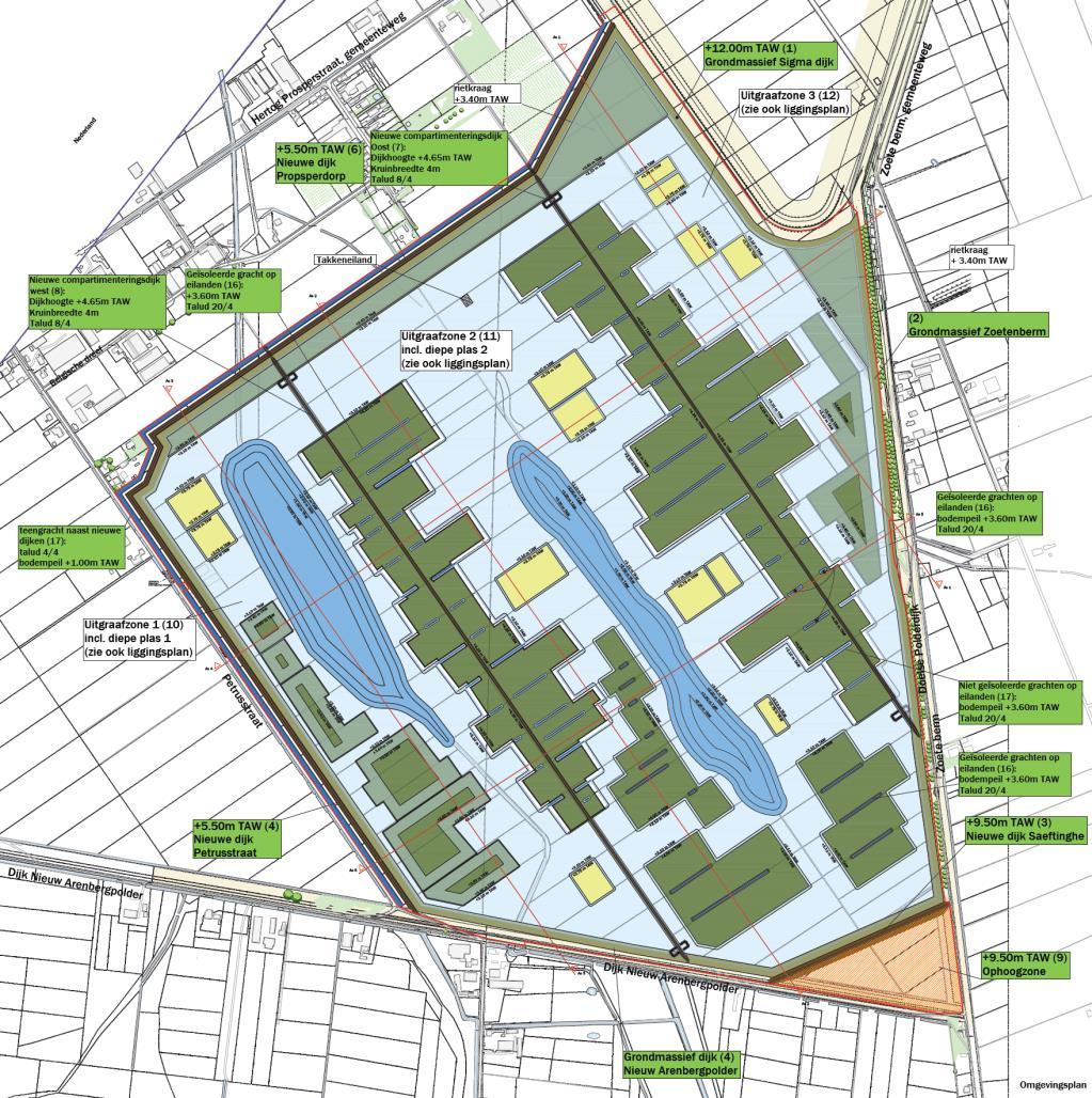 Figuur 5-2: Inrichtingsplan Prosperpolder-Zuid fase 1 (2015, bron: GHA)