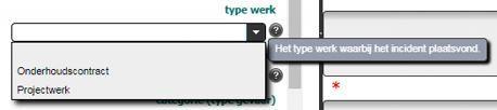 3. Geef antwoord op de vragen in het tabblad incidentgegevens. Let op! Er geldt dat een aantal vragen in de meldapplicatie alleen zichtbaar zijn als er gescrold wordt (geel omcirkeld).