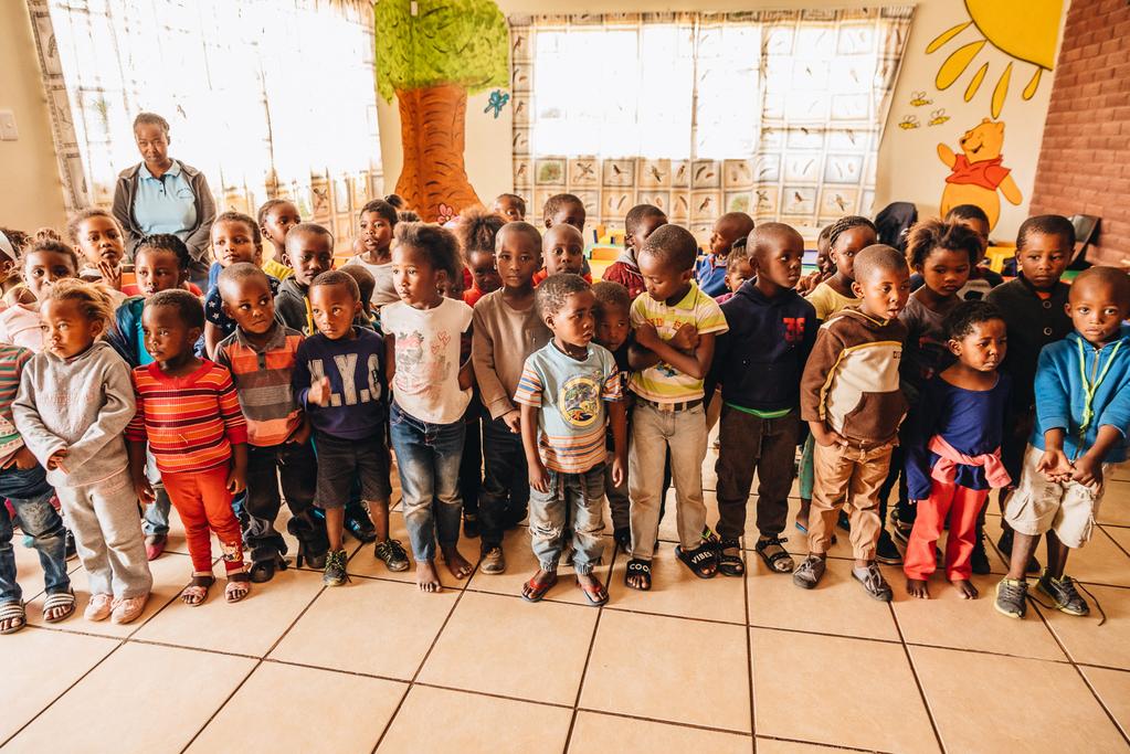 Donderdag, Dag 2: Bezoek Masechaba Daycare Centre en voedselproject.