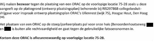 13. 75-28 Voor uw zienswijze met betrekking tot stankoverlast, geluidsoverlast, verlies van parkeerplaatsen, uitzicht, waardedaling van de woning, woongenot en afstand tot de gevel zie de algemene