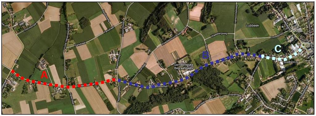 Figuur 6: situering en indeling projectgebied microniveau (bron startnota augustus 2011) Deeltracé A: (bron: startnota 2011)