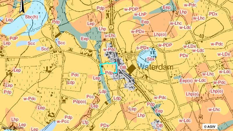 Figuur 3 Bodemkaart met lokalisering van het plangebied (http://geo-vlaanderen.agiv.