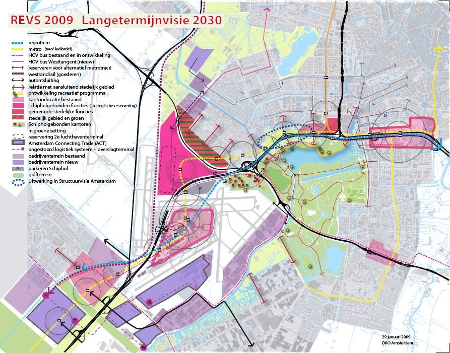 3.2.2 Ruimtelijk-Economische Visie Schipholregio 2009-2030 De gemeenten Haarlemmermeer, Amsterdam en de provincie Noord-Holland hebben als ambitie om de Schipholregio internationaal concurrerend te