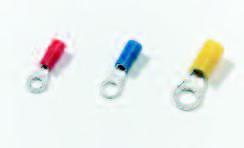 Geïsoleerde ringkabelschoenen in nylon DIN 46237 Markering Metalen trommel Temperatuurvastheid Kleurcodering van de Ontvlambaarheidsklasse UL 94 V-2 Koper Draaddikte en boutdikte ingestempeld