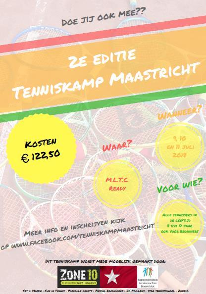 Tenniskamp Dit jaar organiseren wij als Samenwerkende Tennistrainers Maastricht een tenniskamp voor alle kids vanaf 8 jaar van Maastricht en omstreken.
