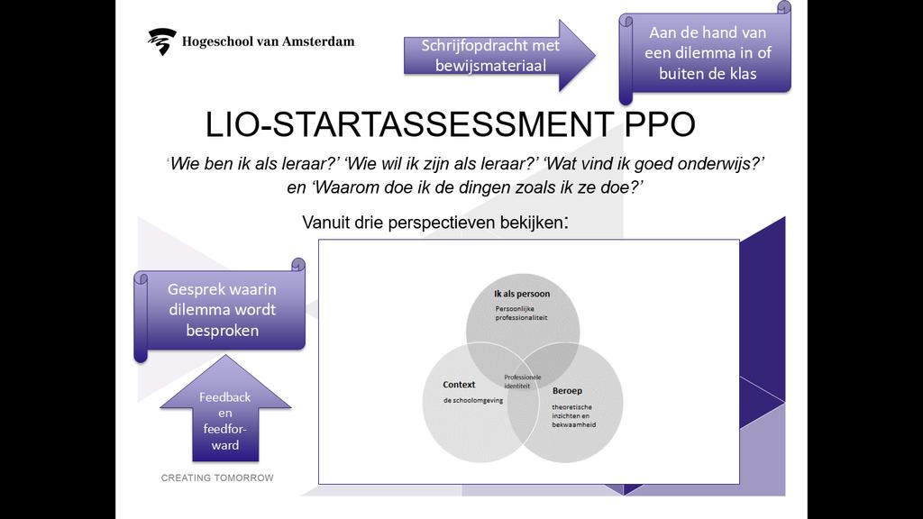 LIO-Startassessment PPO - Marijke Potters m.c.m.potters@hva.nl Voorbeeld van een dilemma: Mevrouw, heeft u even een momentje, mag ik u iets vragen?