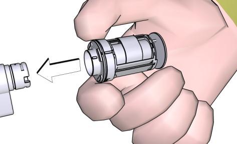 -cilinder inbouwen Let op de juiste positie van beide merktekens (figuur 4). Raak de elektronische knop aan de metalen flens aan, zoals u kunt zien in figuur 5.