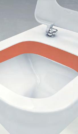 Het AquaBlade spoelkanaal is aan de bovenzijde van het toilet gepositioneerd zodat 100% van het onderliggende oppervlak