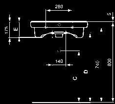 S238901 600 mm (zonder kraangat) S240401 600 mm (zonder overloop)