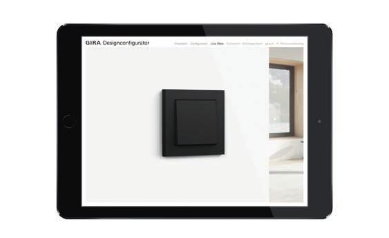 met ios en Android. De Gira designconfigurator app bevat een afdrukbare trackingsjabloon om op de wand te plaatsen.