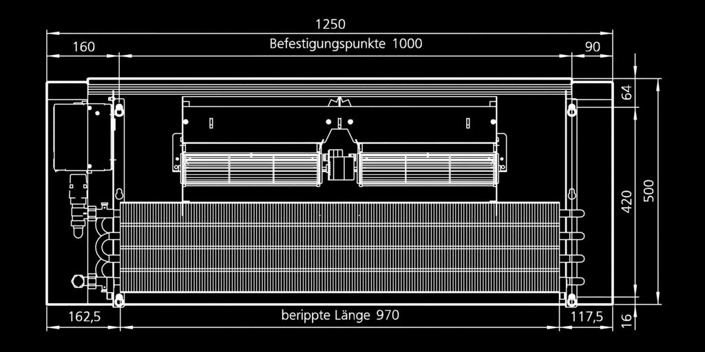 Vooraanzicht 750 mm