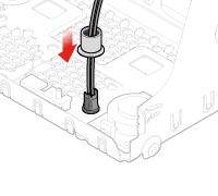Figuur 96. De kabel met de verlichte rode punt installeren Figuur 97. De huls installeren Figuur 98. Het compartiment sluiten 5.