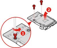 Figuur 108. De kaartlezerplaat verwijderen Figuur 109. De kaartlezerplaat plaatsen Figuur 110. De kaartlezer installeren 5. Sluit de kabel van de kaartlezer aan op de systeemplaat. 6.