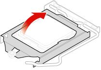 Raak alleen de zijkanten van de microprocessor aan. Raak de gouden contactpunten aan de onderkant niet aan. Zorg dat er niets op de aansluiting van de microprocessor valt zolang deze open ligt.