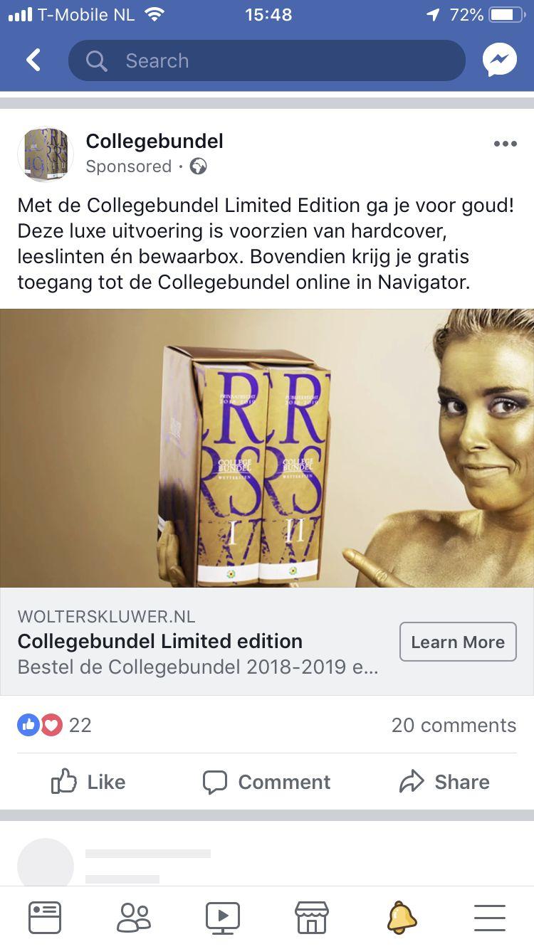 Met de College Limited Edition Ga je voor Goud Meeste paid sales Remarketing, lookalikes Introductie van