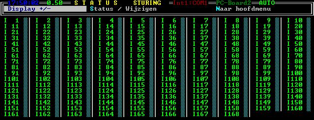 1.3.5. Display traject programmering Druk op Display > alle ingangen Op dit status venster ziet u alle aanwezige ingangen op het beeldscherm.