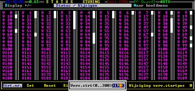 1.3.10 Status/ wijzigen alle vervolgstarts Druk op Status/ wijzigen > Alle tellers (timer) In het linkerdeel van dit menu worden de vervolgstartgegevens weergegeven die u kunt wijzigen. - Strt. nr.