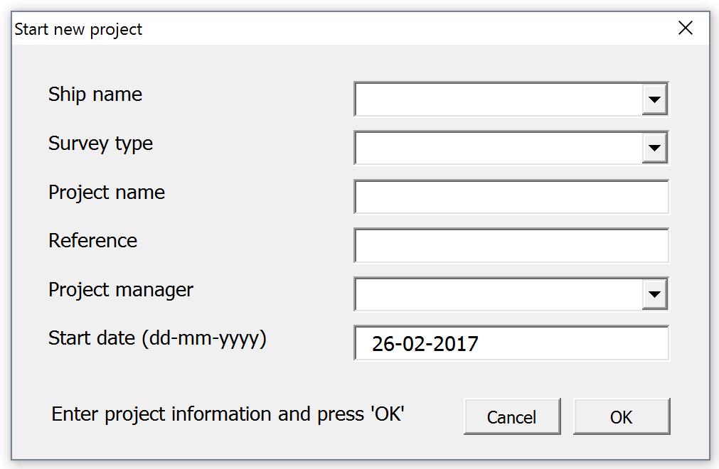 Hoe start ik een nieuw project? Klik op de knop 'New project' in de ribbon of op de knop 'start'.
