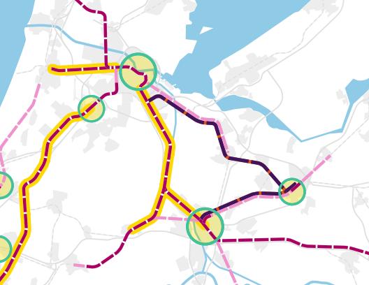 RESULTATEN BUS, TRAM EN SPOOR Spoor: Grootste knelpunten tussen Amsterdam, Schiphol, Utrecht en Amersfoort Bus/Tram/Metro-netwerk (BTM)