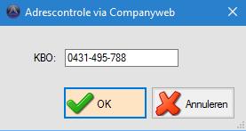 6 Zoals eerder gezegd is geen functie van DPA. Om met de adrescontrole te doen kan je zoeken op KBO-nummer. Van zodra je op OK klikt worden de adresgegevens gecontroleerd en eventueel geupdate.