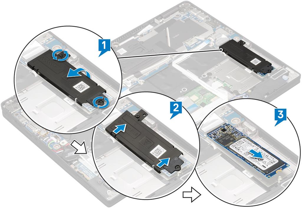 PCIe-Solid-State schijf (SSD) De PCIe SSD-kaart verwijderen 1 Volg de procedure in Voordat u in de computer gaat werken.