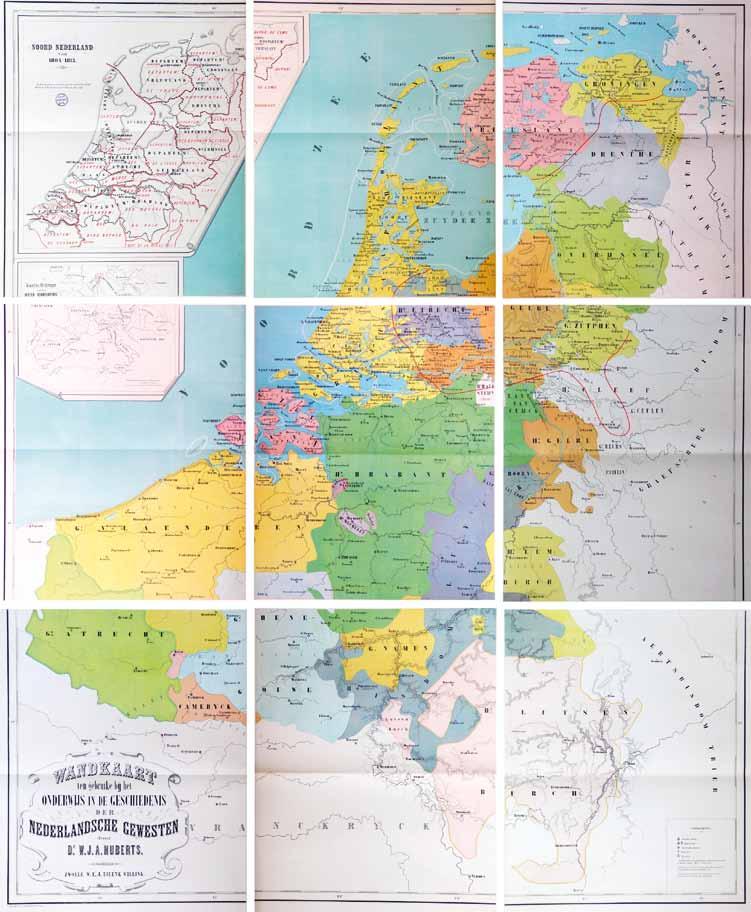 8. Wandkaart ten gebruike bij het onderwijs in de geschiedenis der Nederlandsche gewesten van W.J.A.