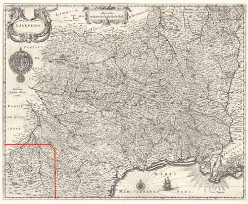 Een opvallend inhoudelijk verschil tussen verschillende staten van de koperplaat van de kaart van de Languedoc van Blaeu en diens opvolgers (De Wit, Mortier en Covens & Mortier) 1 vormde de