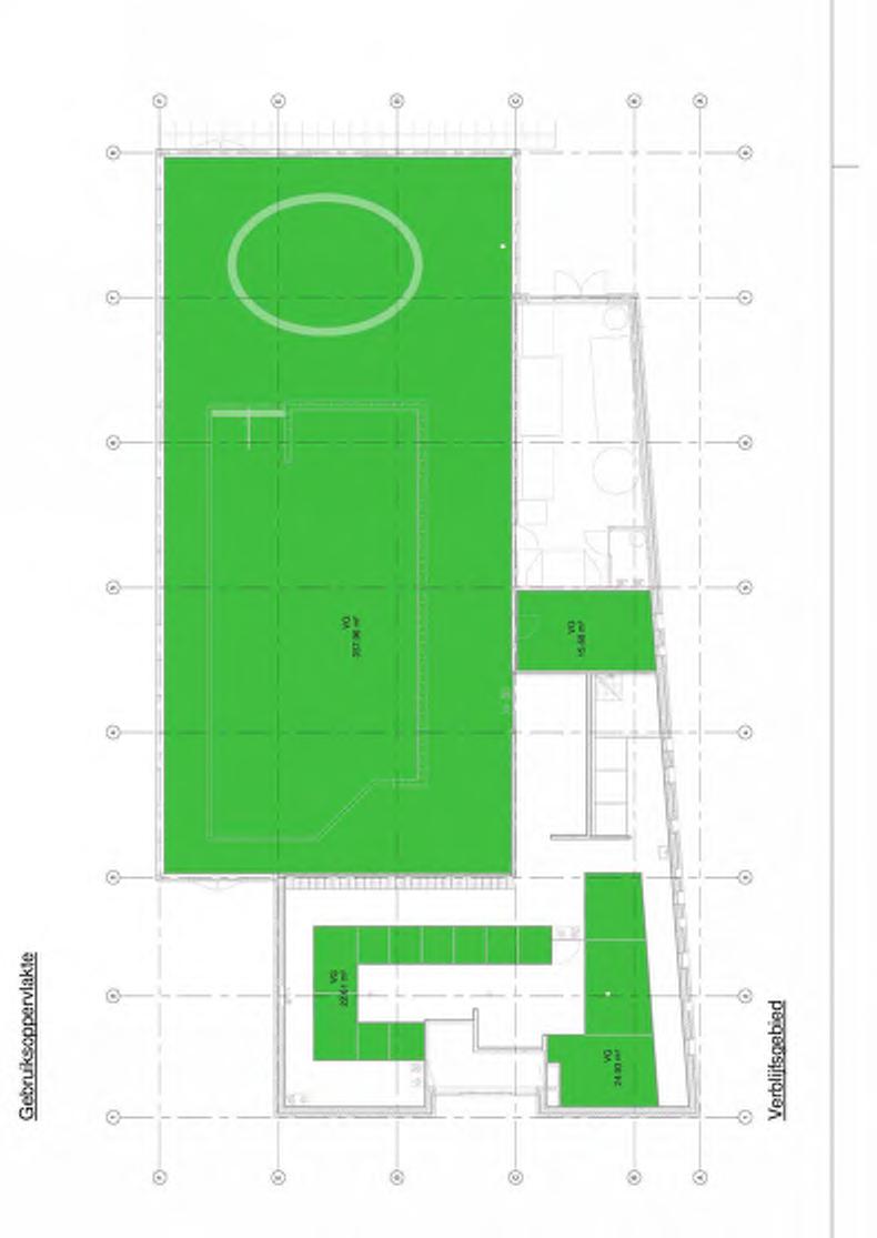 6) VERBLIJFSGEBIED Verblijfsgebied = 421,18m² Volgens het bouwbesluit moet minimaal 55% van het