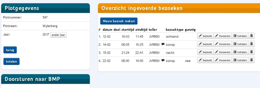 9 Klik op Nieuw bezoek maken Nu kan alle relevante informatie over het gebrachte veldbezoek worden ingevuld. 1 2 3 4 5 1. Vul de bezoekdatum, de begintijd en de eindtijd van het veldbezoek in. 2. Het bezoektype wordt automatisch bepaald.