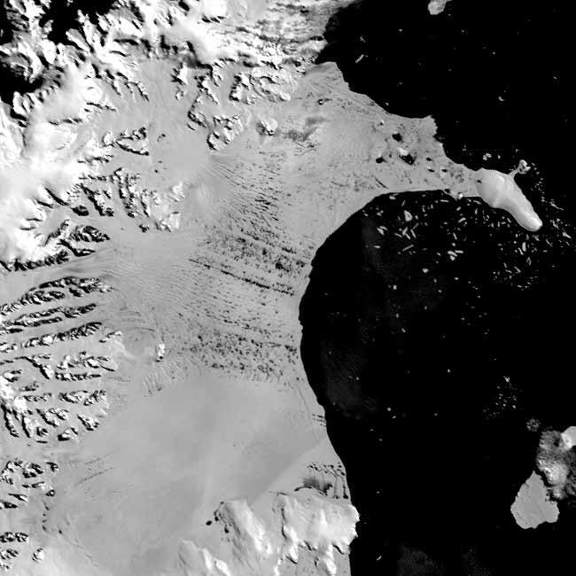 Veranderingen in atmosfeercirculatie Larsen Ice Shelf 2002 31 January 2002 MODIS beelden
