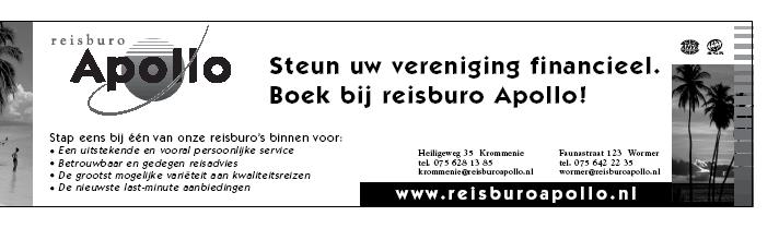 Bij iedere boeking op een van onze reisbureaus in Wormer of Krommenie, ontvangt de vereniging/club een sponsorbijdrage van 5 per persoon.