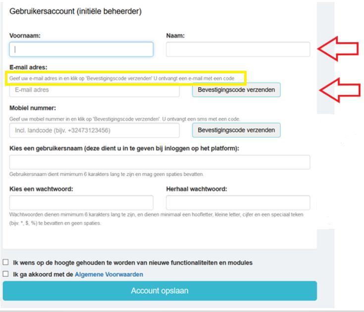 iii. Voer uw voornaam, naam en e-mailadres (stamnummer@basketbal.