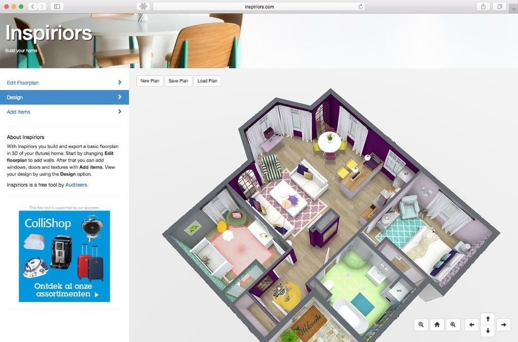 3D home builder De basis van elke website is de 3D home builder : Een tool waarmee de bezoeker een 3-dimensionaal model van de woning kan maken door het intekenen wanden, ramen en deuren.