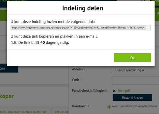 Een opgeslagen functie-indeling kan via een persoonlijke link met de medewerker worden gedeeld waarbij de eigen indeling volledig digitaal kan worden ingezien.