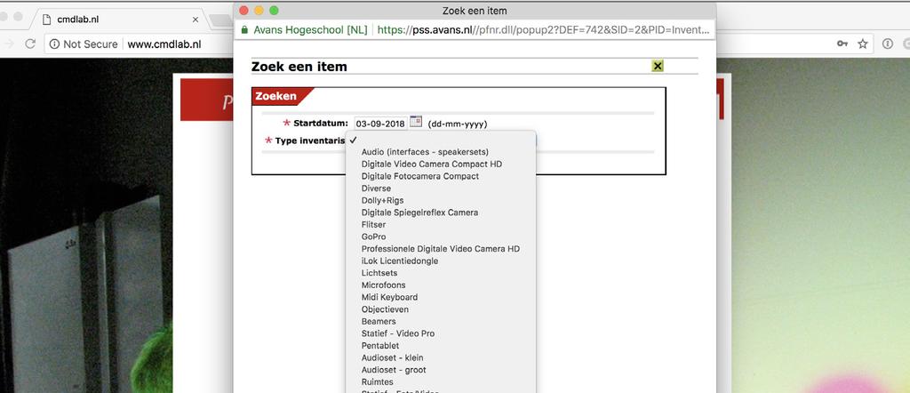 CMD MediaLab - Online reserveren Selecteer een