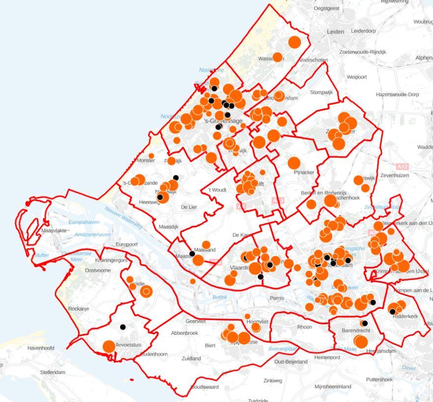 In de gemeenten Albrandswaard en Westvoorne zijn er geen