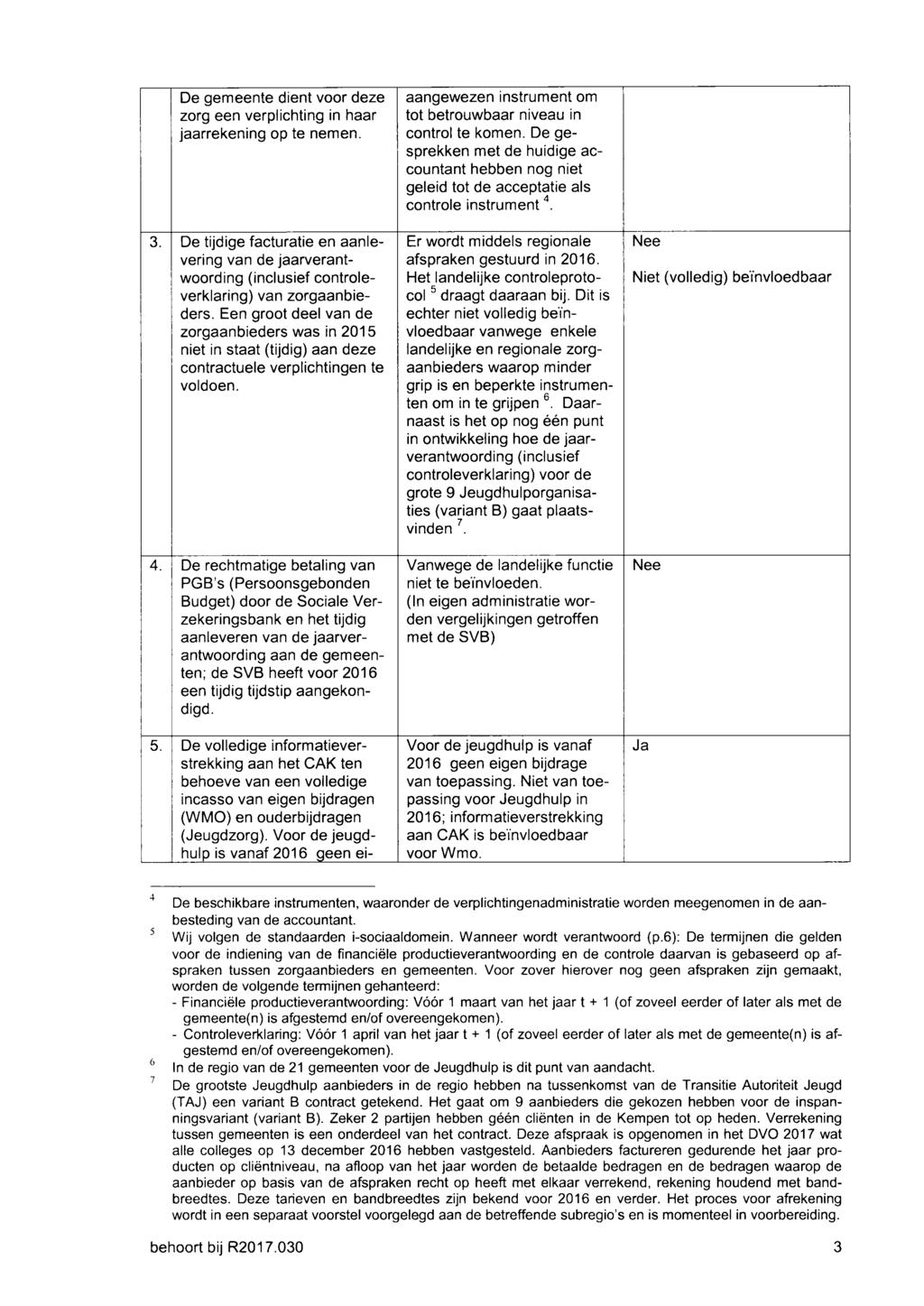 De gemeente dient voor deze zorg een verplichting in haar jaarrekening op te nemen. 3. De tijdige facturatie en aanlevering van de jaarverantwoording (inclusief controleverklaring) van zorgaanbieders.