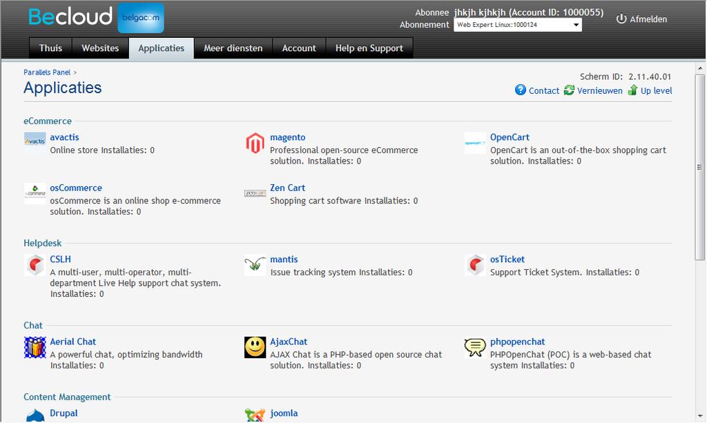 6 Hoe installeer ik een optioneel software pakket op mijn shared hosting?