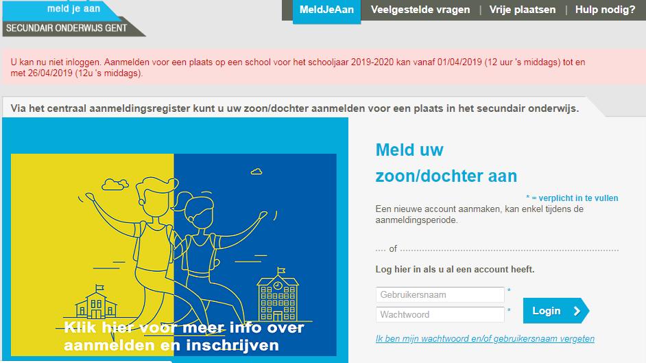 gent Digitaal aanmeldingssysteem meldjeaansecundair.