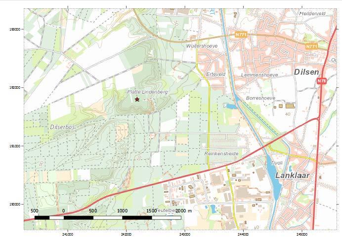 Fig. 3: Locatie van de Platte Lindenberg op de huidige