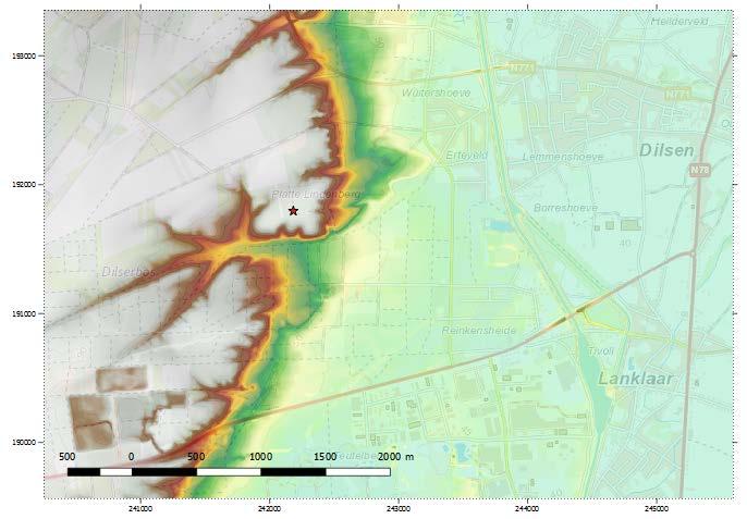 4: De locatie van de Platte Lindenberg op het Digitaal