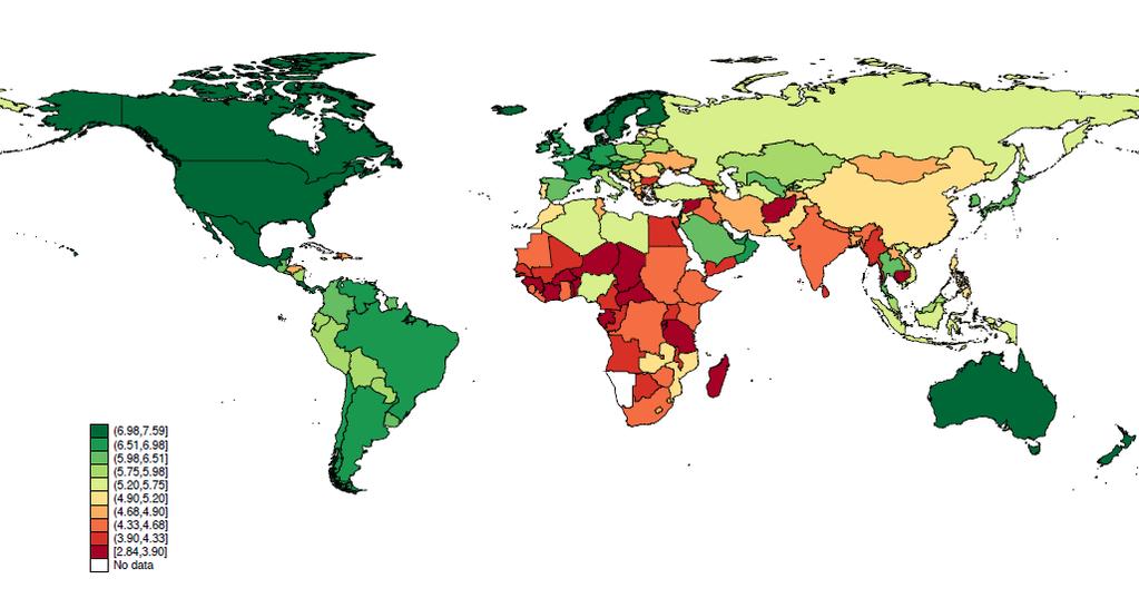 Figuur B: Geluk in de Wereld rond 2011 Bron: World Database of Happiness (2016) Tabel A: Gelukkigste en ongelukkigste gemeenten in Nederland Gelukkigste gemeenten Ongelukkigste gemeenten Gemeente