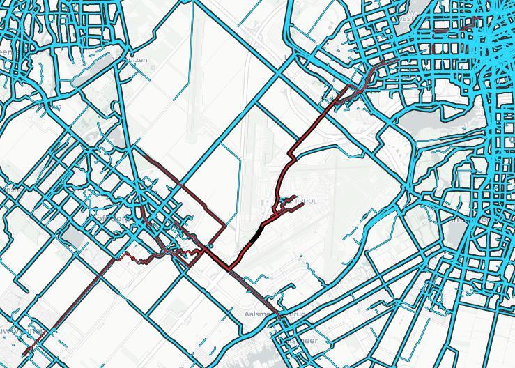 Schiphol, Fietstelweek, Hoofdfietsnet en VRA 07-11-2018 Schiphol Centrum Zuidelijk van SPL C Noordelijk van SPL C Hier de gebruikte routes aan de zuidkant en de noordkant van Schiphol (zie gele